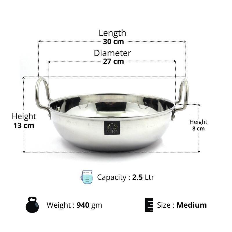 Stainless Steel Induction-base Kadhai/Wok