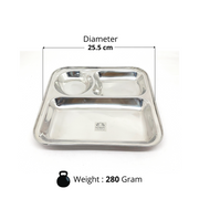 Stainless Steel 3-Compartment Dinner Plate – Kitchen Utensil