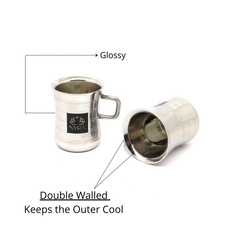 Stainless Steel Double-Walled Tea/Coffee Mug Set – Kitchen Utensil