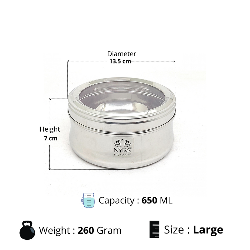 Stainless Steel Belly Box with Transparent Lid – Storage Container