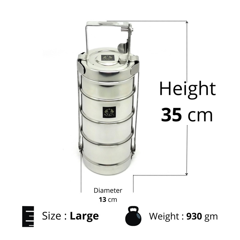 Stainless Steel 4-Tier Tiffin Box – Storage Container