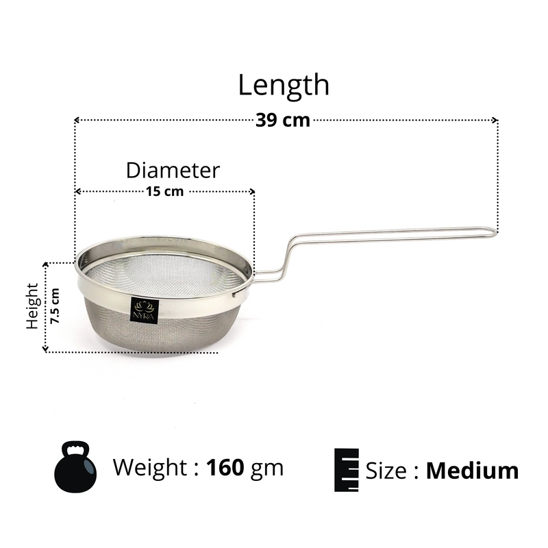 Stainless Steel Deep Fryer Strainer with Fine Mesh & Wire Handle – Kitchen Utensil