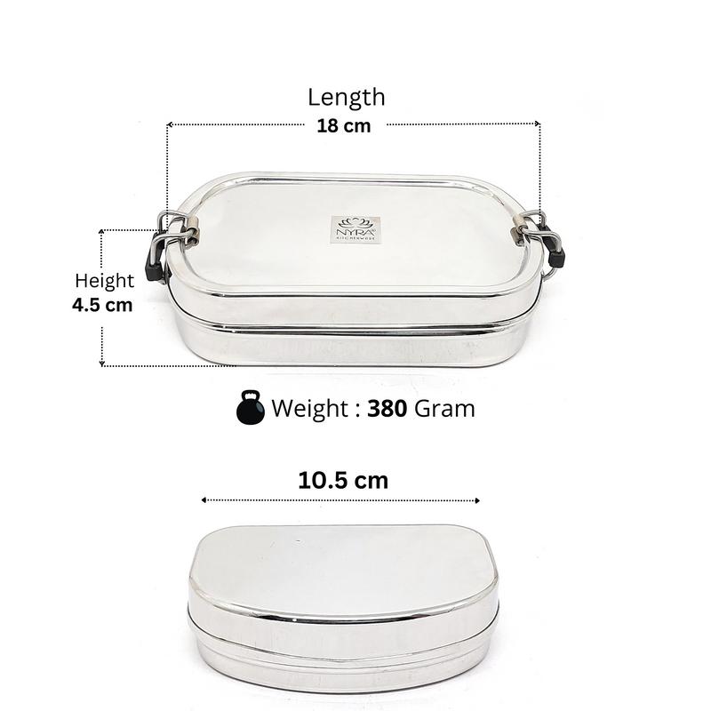 Stainless Steel Square Lunch Box/Tiffin with Locking Clips – Storage Container