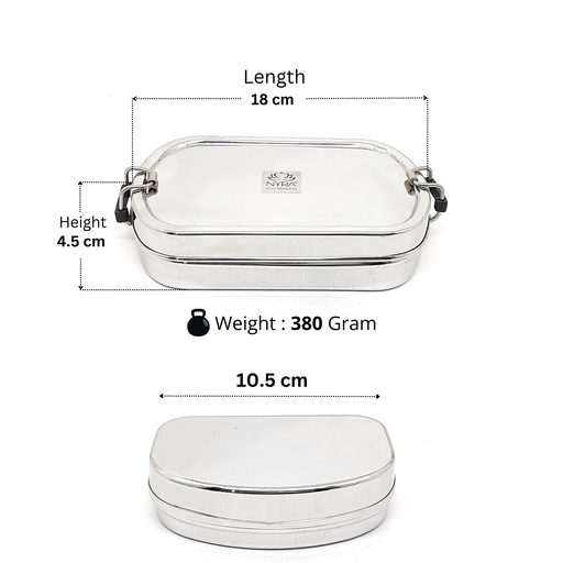 Stainless Steel Square Lunch Box/Tiffin with Locking Clips – Storage Container