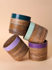 Nurture India Multicolor Planter Green Purple 4-Piece Set