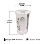 Premium Stainless Steel Floral Print Glass Set with Lid – Drinking Tumbler