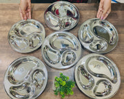 Stainless Steel 3-Compartment Dinner Plates – Kitchen Utensil