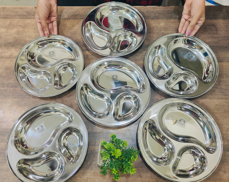 Stainless Steel 3-Compartment Dinner Plates – Kitchen Utensil