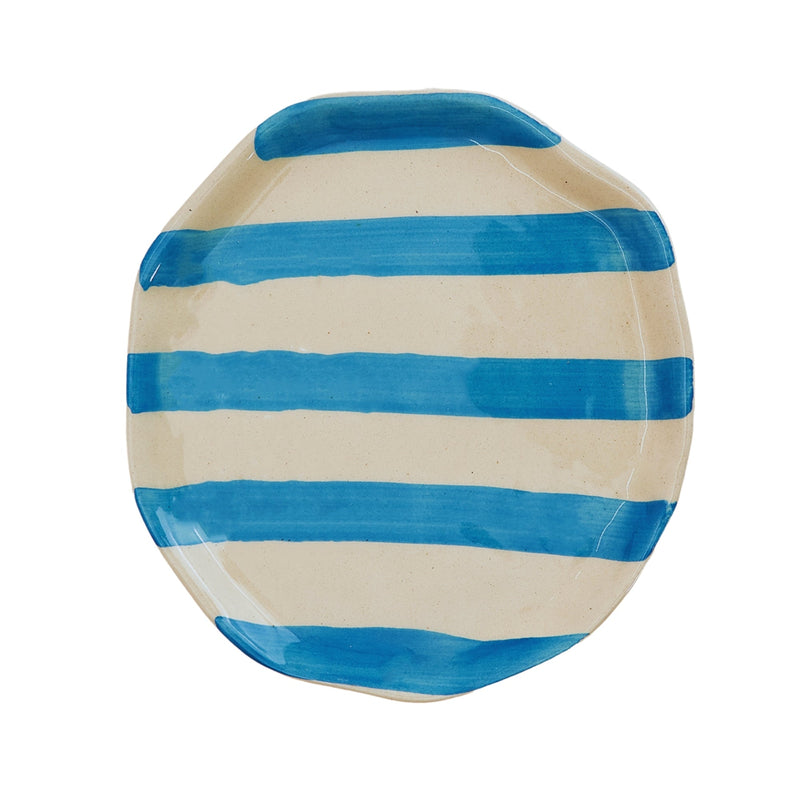 Nurture India Sky Blue Stripe Ceramic Plates 2-Piece Set