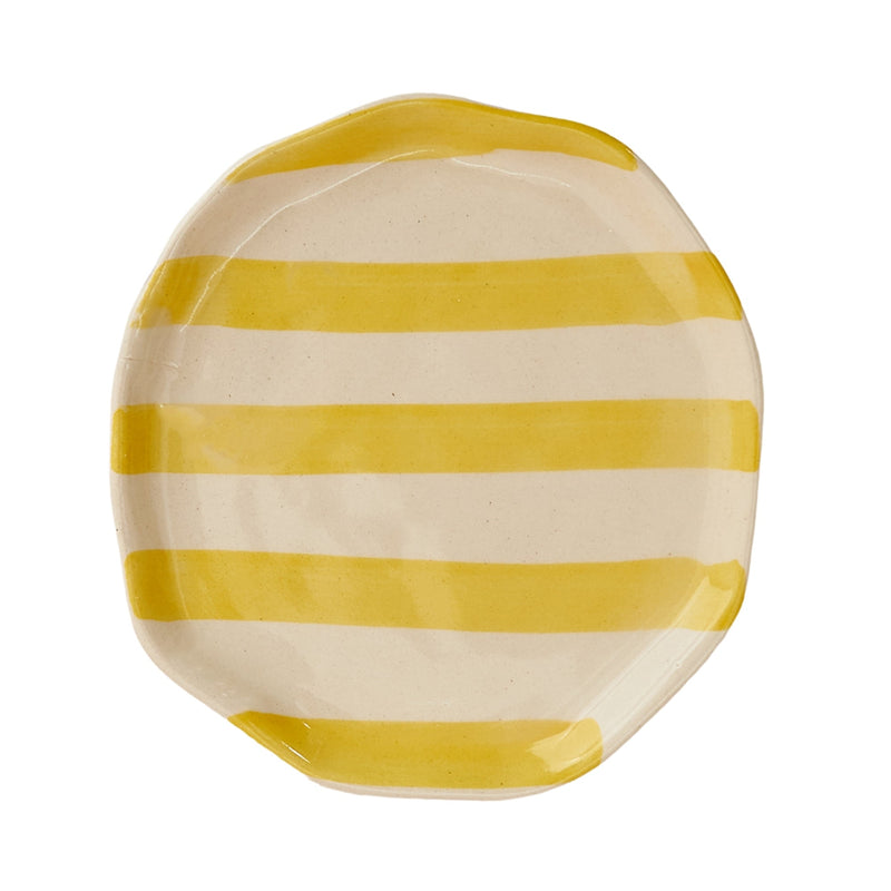 Nurture India Pastel Yellow Stripe Ceramic Plate 2-Piece Set