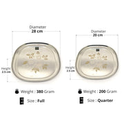 Stainless Steel Set of 12 pieces- Quarter and Full-Size Plates with Laser Print Set 