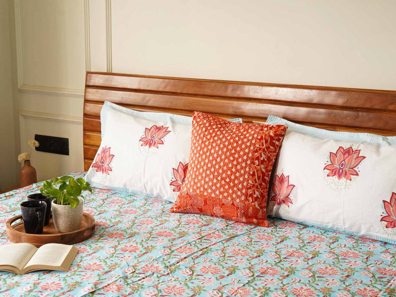 local-kala-ambar-handblock-percale-bedsheet-108x108-inches