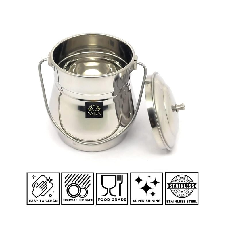 Stainless Steel Milk Pot/Container with lid – Storage Container