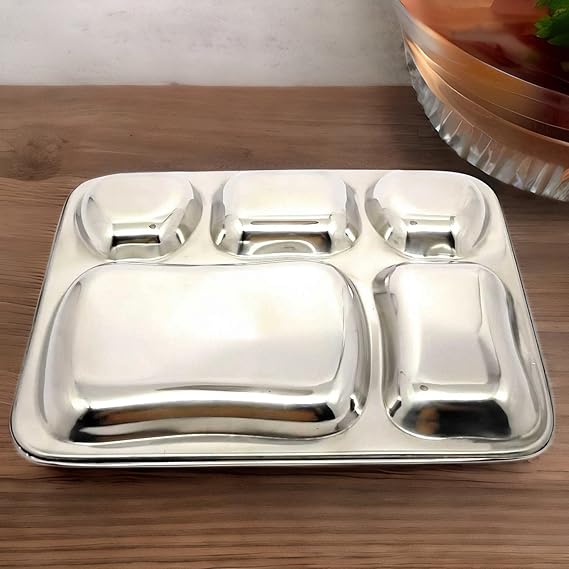 Stainless-Steel Apple shaped 5 in 1 divided compartment Bhojan Thali – Kitchen Utensil