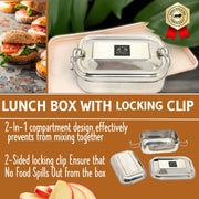 Stainless Steel Lunch Box with Locking Clip – Storage Container