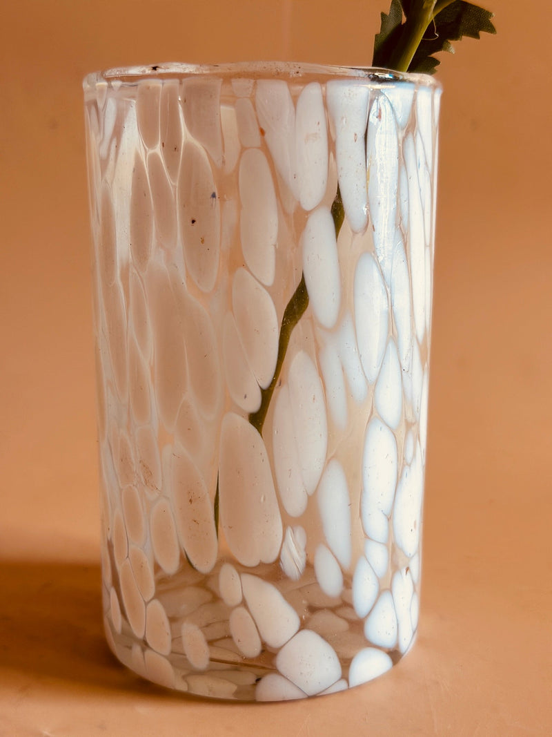 Nurture India Antique Flat Glass Vase White