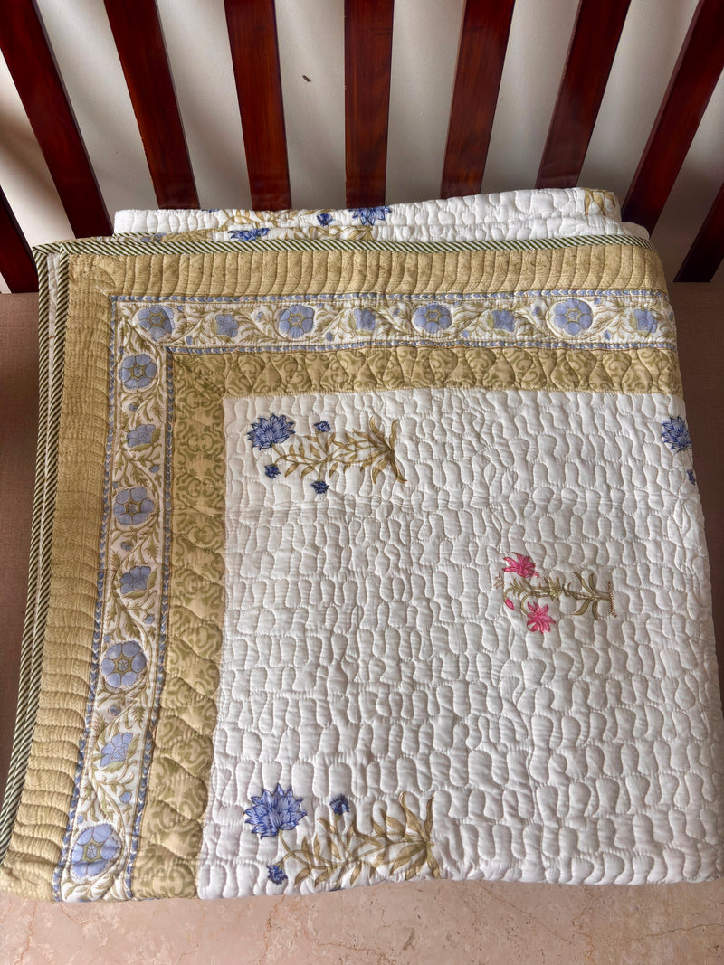 aenak-pink-blue-floral-handblock-printed-reversible-quilted-cotton-bedcover-set-105x108