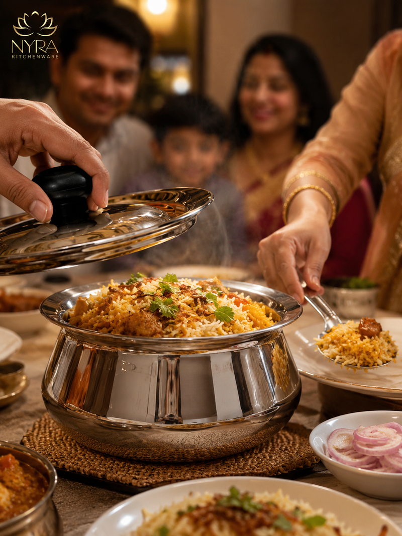 nyra-kitchenware-stainless-steel-serving-handi-with-lid-glossy-mirror-finish-serving-pot-curry-gravy-dal-sabzi-rice-biryani-serving-bowl-easy-grip-knob