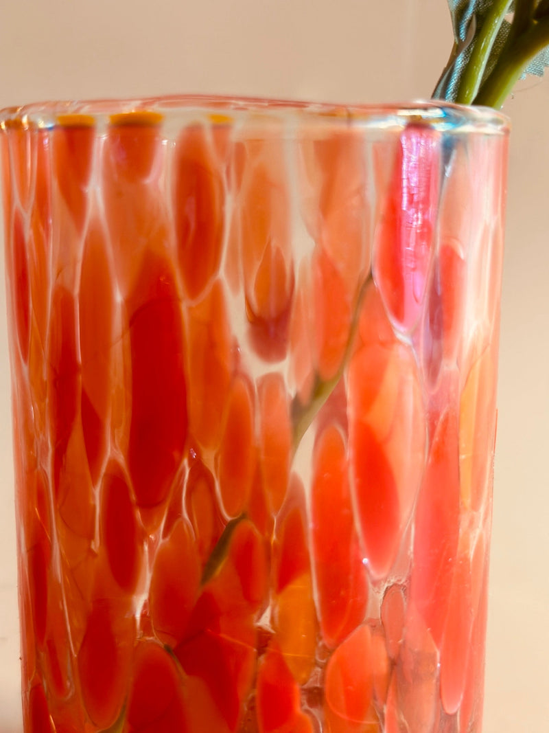 Nurture India Antique Flat Glass Vase Red
