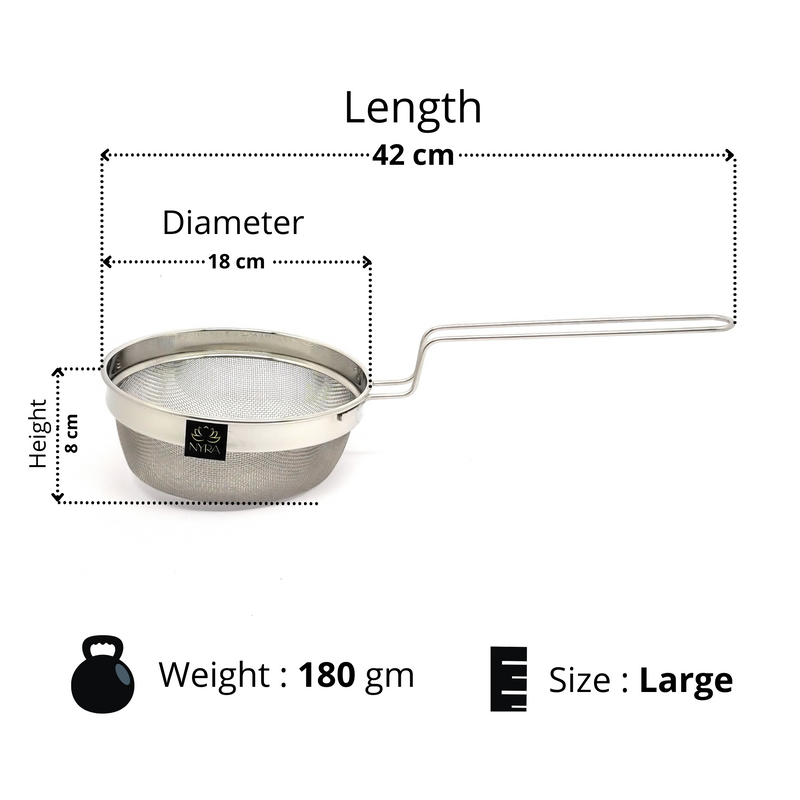 Stainless Steel Deep Fryer Strainer with Fine Mesh & Wire Handle – Kitchen Utensil