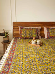 local-kala-kalamkari-mehandi-flat-fitted-bedsheet-90x108-inches