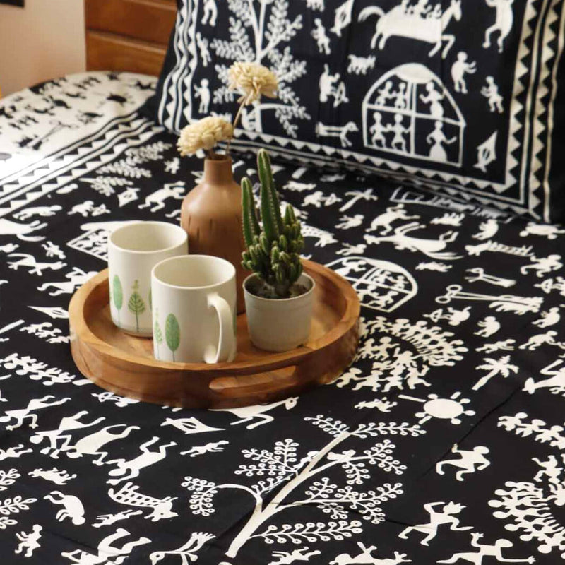 local-kala-black-and-white-village-flat-i-fitted-bedsheet-90x108-inches