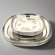 Stainless Steel Set of 12 pieces- Quarter and Full-Size Plates with Laser Print Set 