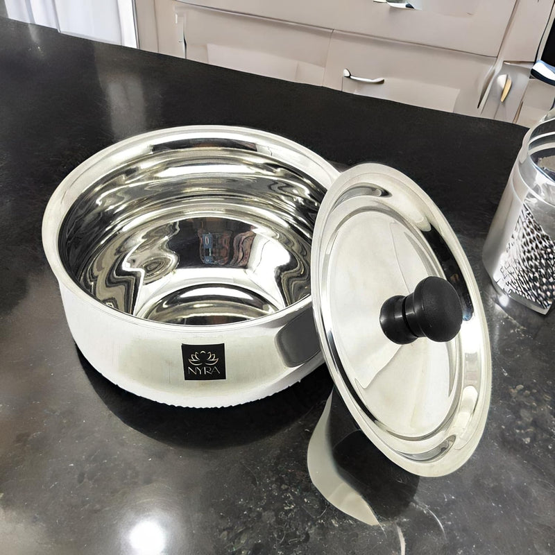 Stainless Steel Pulao Handi with Lid and PVC Knob – Cooking Handi