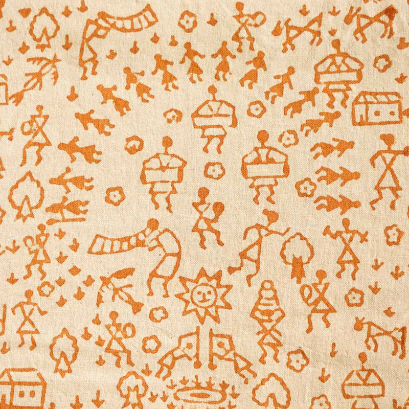 local-kala-hand-block-kalamkari-worli-yellow-bedsheet-90x108-inches