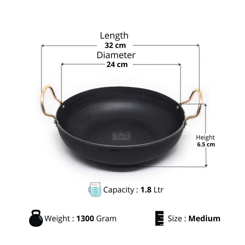 Pure Iron Wok/Deep Kadhai with – Cooking Wok