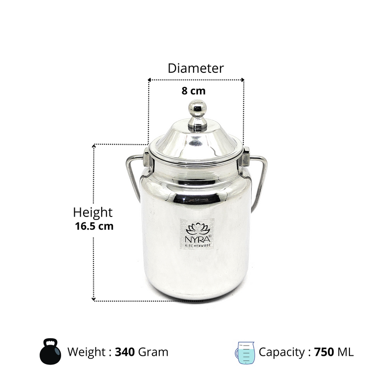 Stainless Steel Barni Milk Pot/Dolchi with Lid – Kitchen Utensil