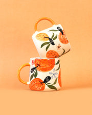 Nurture India Fresh Orange Charm Artistic Ceramic Mugs 10-oz