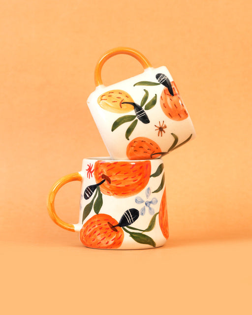 Nurture India Fresh Orange Charm Artistic Ceramic Mugs 10-oz