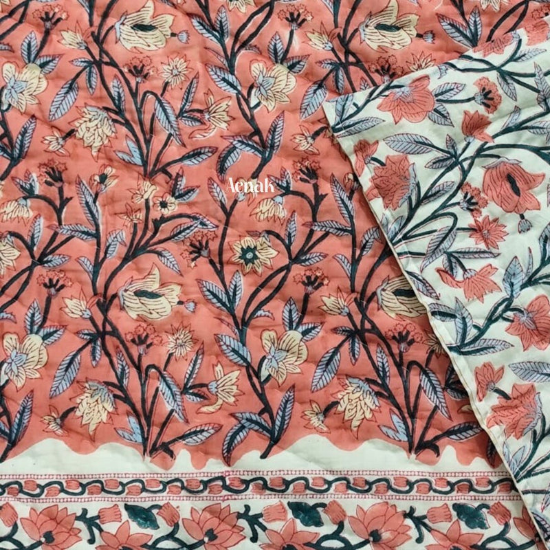 aenak-peach-blue-garden-handblock-printed-reversible-mulmul-cotton-quilt