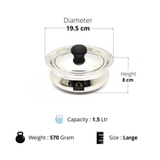 Stainless Steel Biryani Handi with Lid and PVC Knob - Cooking Handi – Cooking Handi