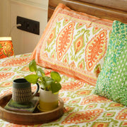 local-kala-ikkat-orange-flat-fitted-bedsheet-90x108-inches