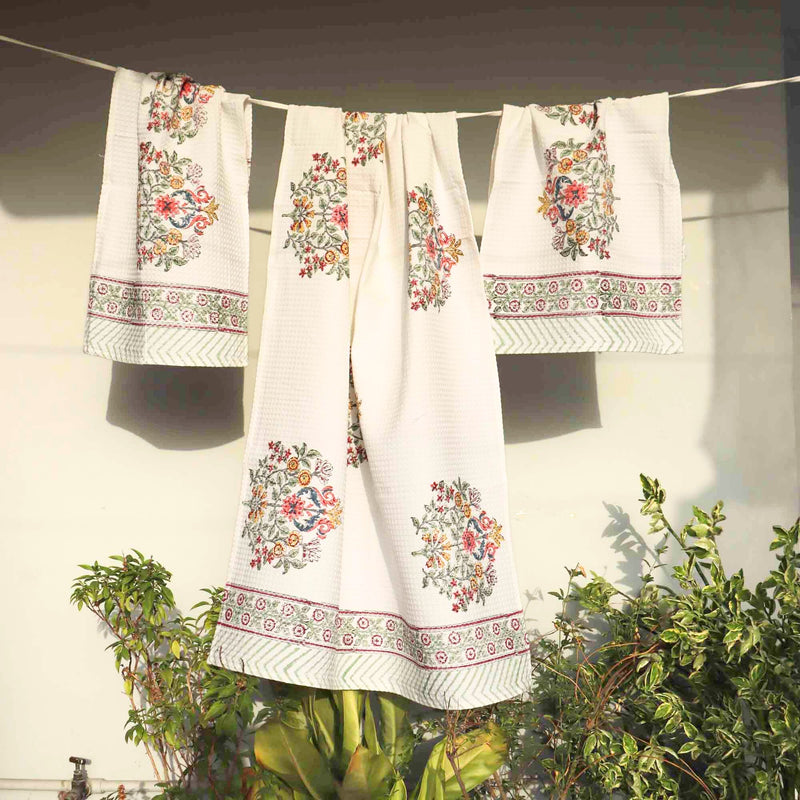 local-kala-handblock-printed-waffle-towel-set-of-3-guldasta
