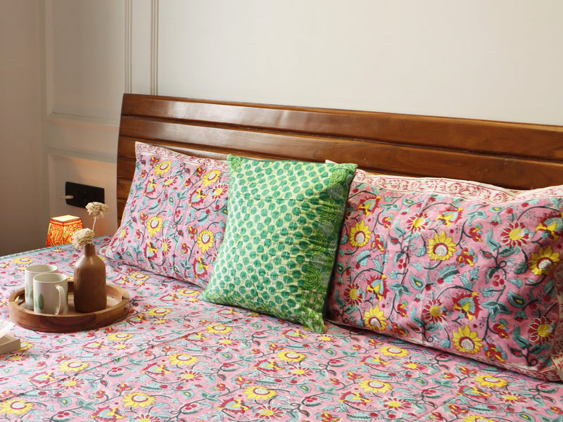 local-kala-gulabi-jaal-handblock-bedsheet-100x108-inches