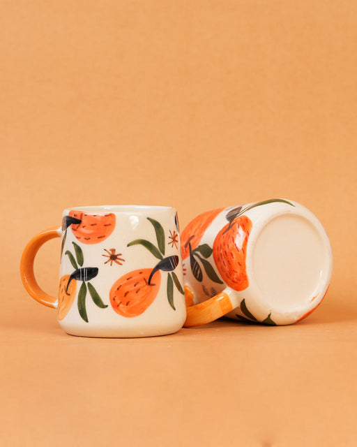 Nurture India Fresh Orange Charm Artistic Ceramic Mugs 10-oz