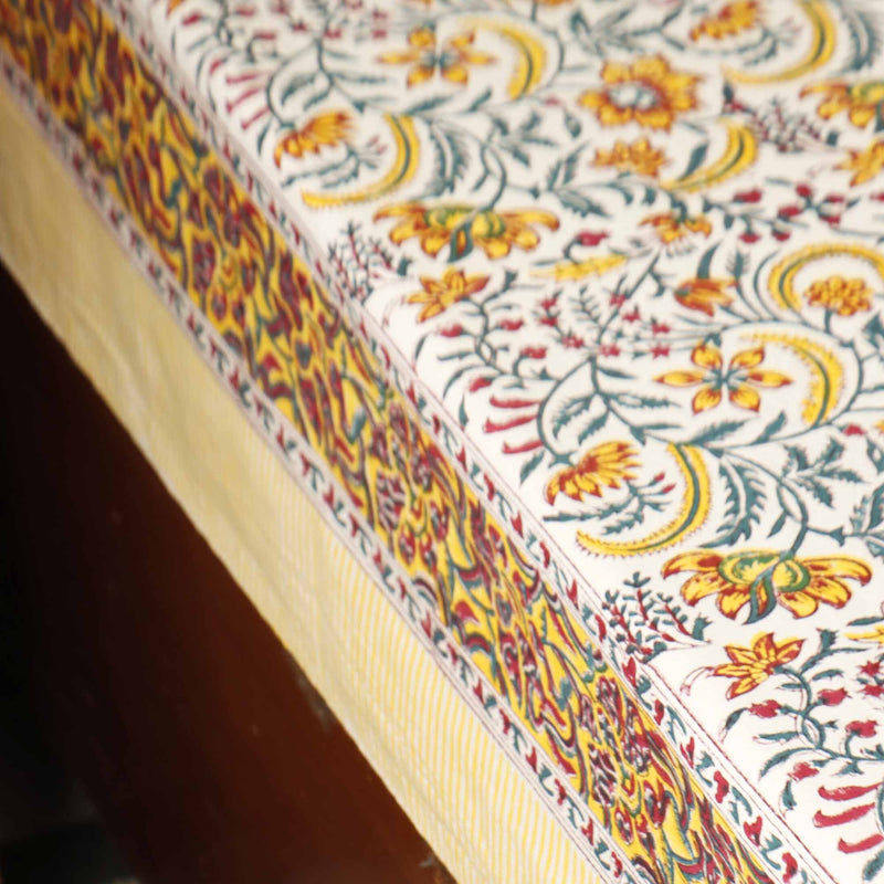 local-kala-masakali-yellow-handblock-bedsheet-100x108-inches