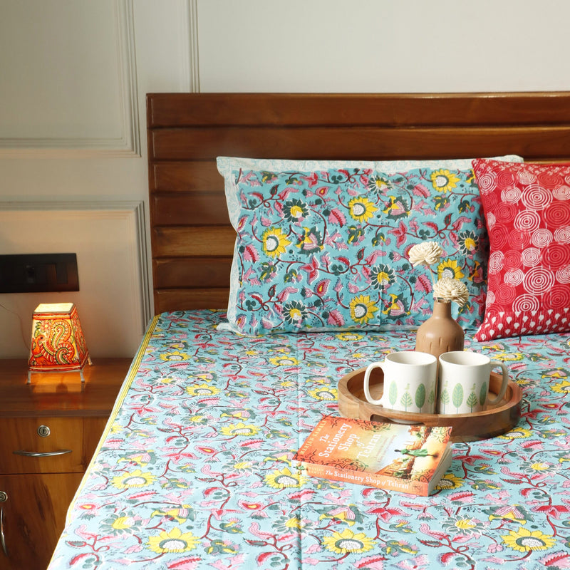 local-kala-haryali-handblock-bedsheet-100x108-inches