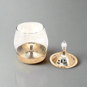 Brass Traditional Diya Stand with Clear Fiberglass Cover/Borosilicate Glass – Drinking Tumbler