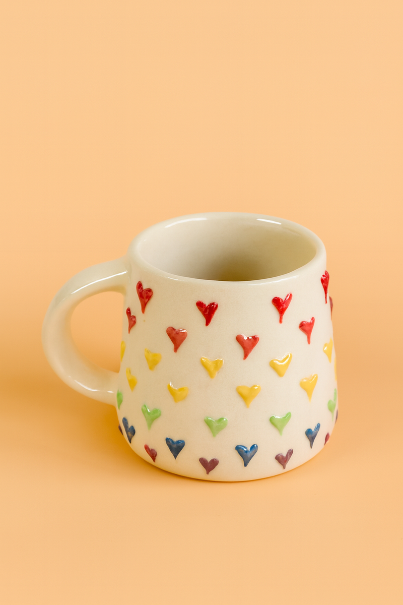 Nurture India Embossed Rainbow Heart Mug