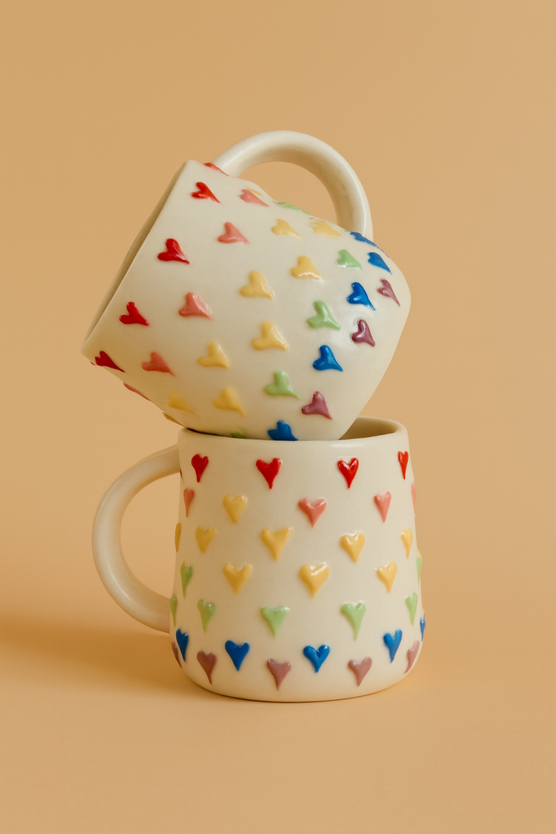 Nurture India Embossed Rainbow Heart Mug