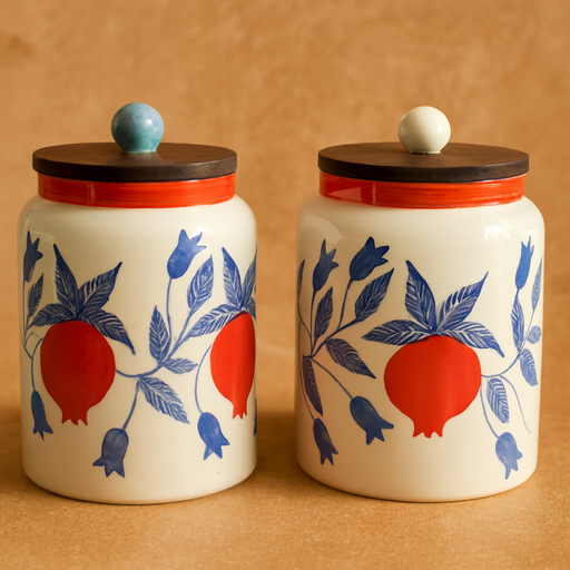 Nurture India Pomegranate Ceramic Jar 27-oz