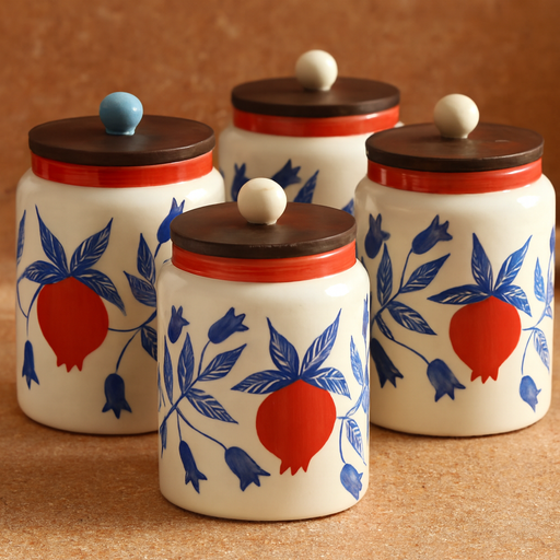 Nurture India Pomegranate Ceramic Jar 27-oz