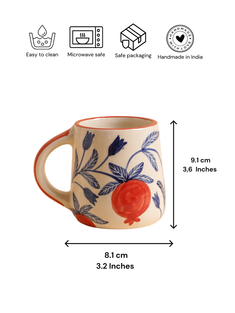 Nurture India Pomegranate Ceramic Coffee Mug 10-oz