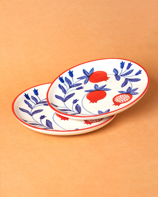 Nurture India Pomegranate Ceramic Plate Sets 7-Inch 2-Piece Set