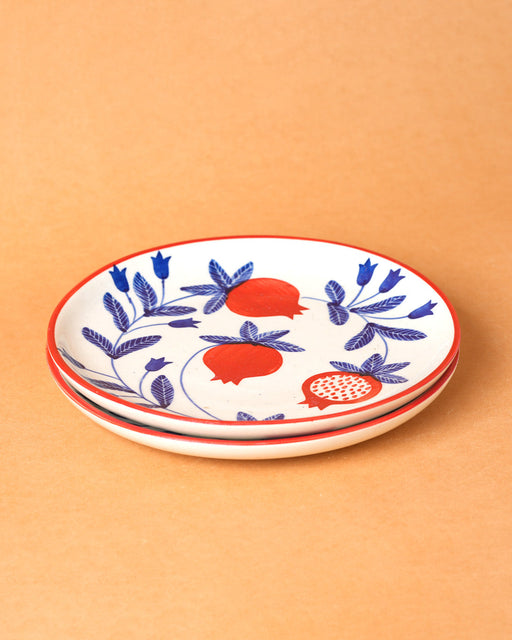 Nurture India Pomegranate Ceramic Plate Sets 7-Inch 2-Piece Set