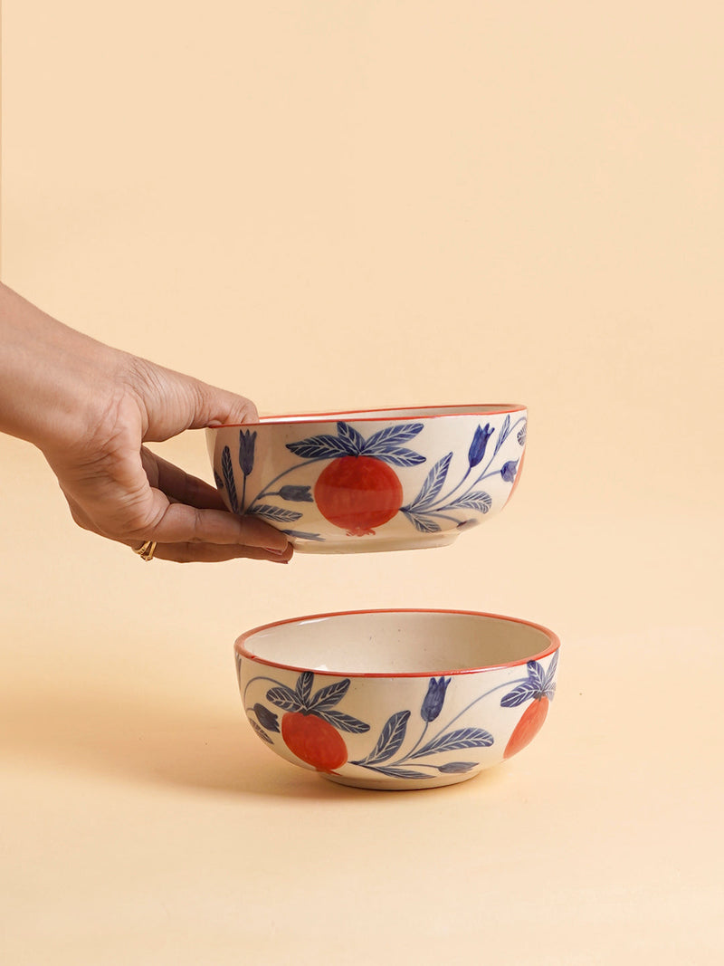 Nurture India Pomegranate Ceramic Small Bowls 10-oz